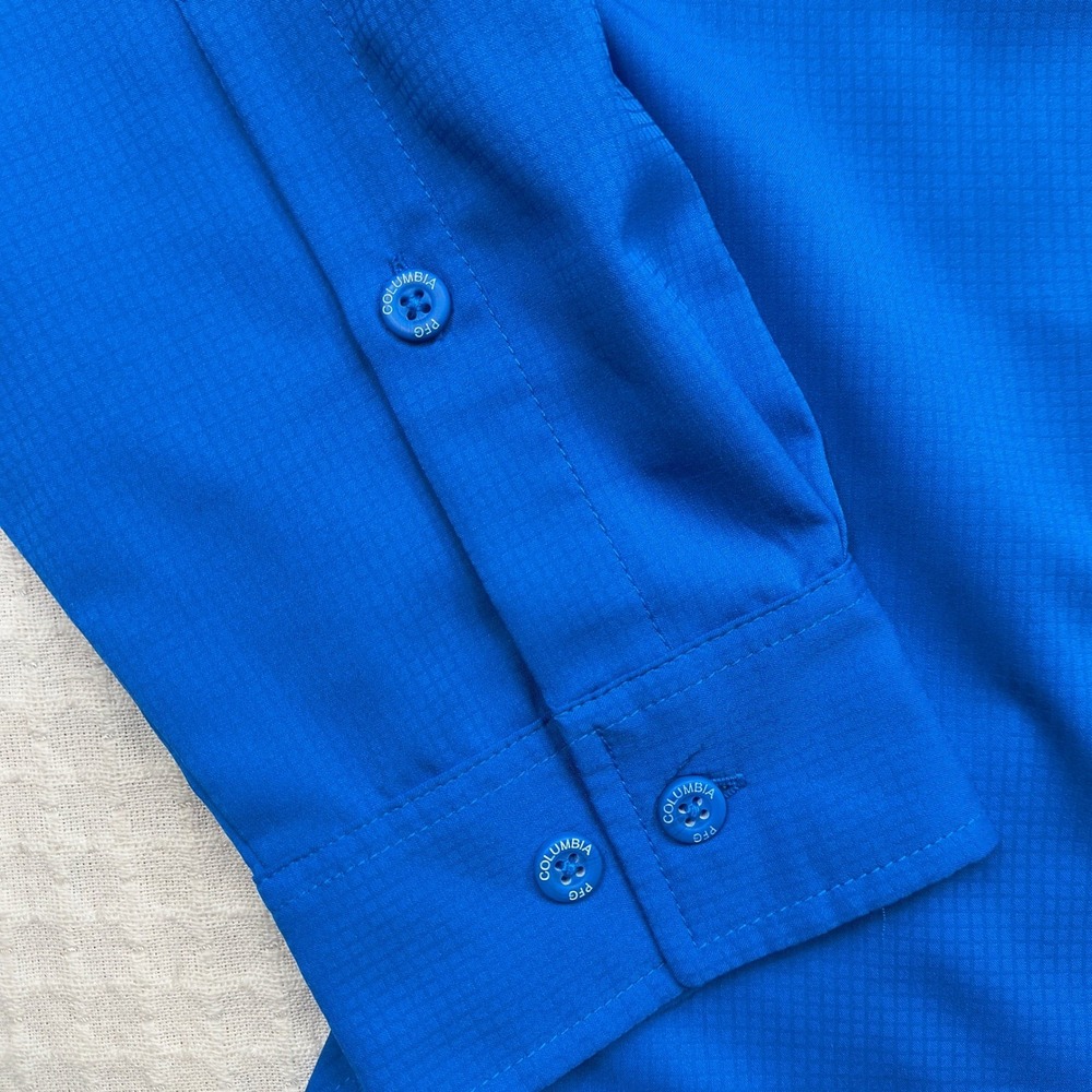 Columbia PFG Mens Large Blue Long Sleeve Fishing Shirt Omni-Shade Vented Ripstop - Picture 10 of 13